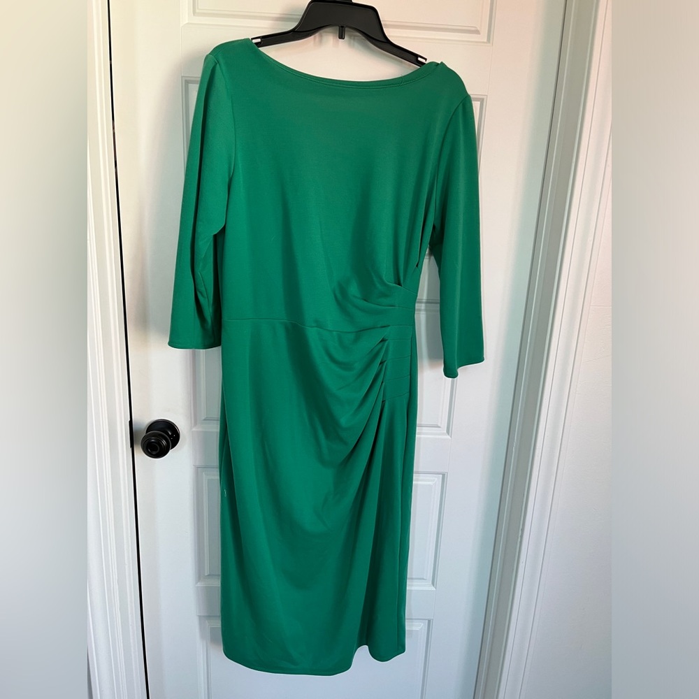 Outerlimitz by Di Brooks 50s style Cocktail Dress 3/4 Sleeve Hourglass Green Lg